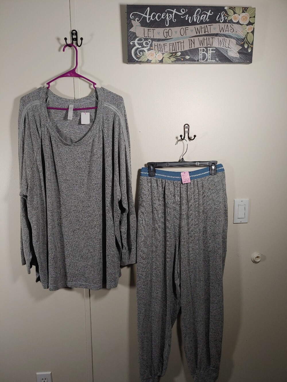 Sleep By Cacique 26/28 Heathered Grey Comfy Long Sleeve Pajama set